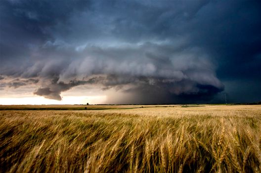 Ominous Storm Clouds Prairie Summer Rural Scene