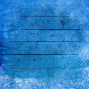 Scrapbooking New Year design blue textured square backdrop template with frozen plank table and snow