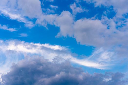 Dramatic cloud sky background Heawy rainy clouds Beautiful cloudscape Blue colors