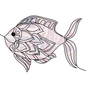 Hand drawn doodles. Decorative drawing of a fish.