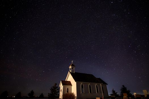 Prairie night Photography in Sasktchewan Country Church