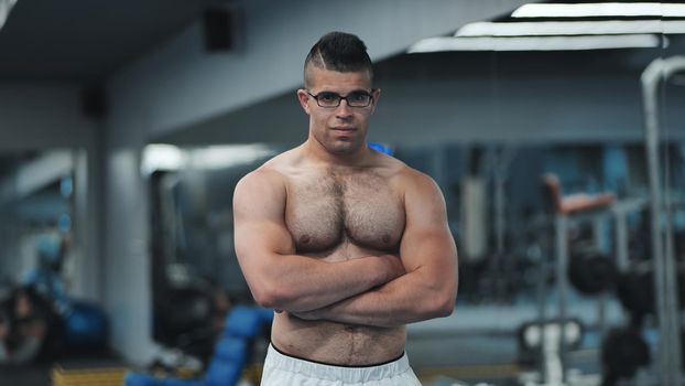 Muscular Arab in the gym after a workout