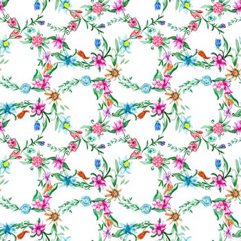 Seamless floral background with colorful flowers, fresh and bright