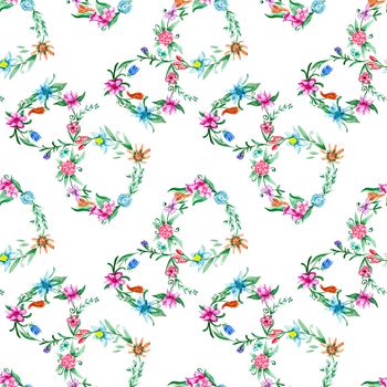Seamless tender 8 march background with vignette number made of blossoming plants