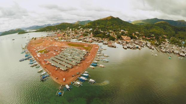 Berth with boats in the town of Coron. Palawan. Philippines