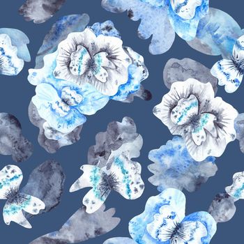 Blue and grey tye dye fantasy pattern