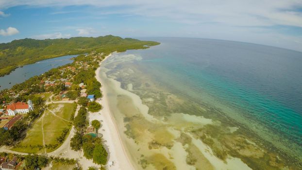 Filipino coast near with sea, Bohol Island, Philippines. Aerial view