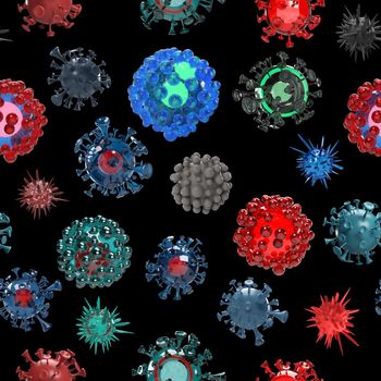 Scientific colorful texture with coronavirus shapes