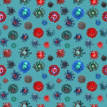 Scientific colorful texture with coronavirus shapes