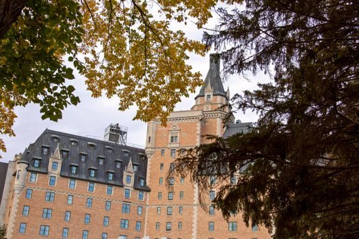 Autumn Downtown Saskatoon Old Hotel along River