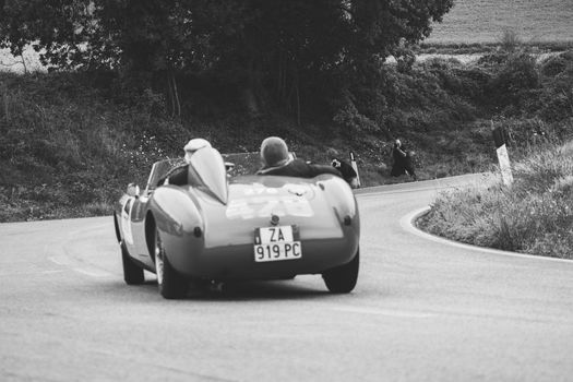 CAGLI , ITALY - OTT 24 - 2020 : OSCA mt 4 1500 2ad on an old racing car in rally Mille Miglia 2020 the famous italian historical race (1927-1957