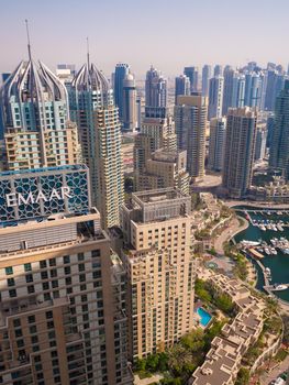 Panorama of the area with skyscrapers in Dubai