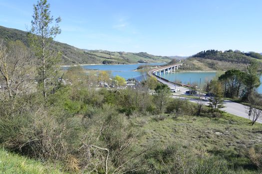 Beautiful view of Cingoli lake in the marche region