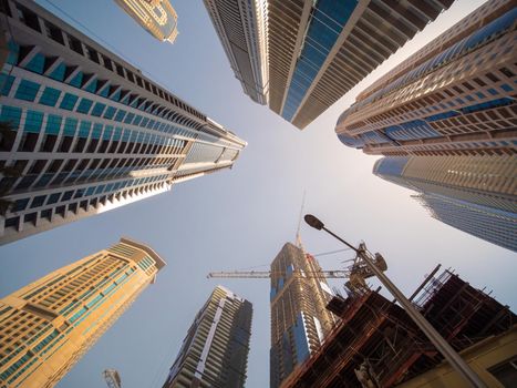 Residential skyscraper in Dubai on a sunny day. UAE