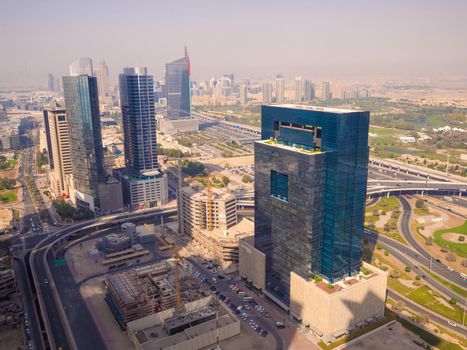 Panorama of the area with skyscrapers in Dubai