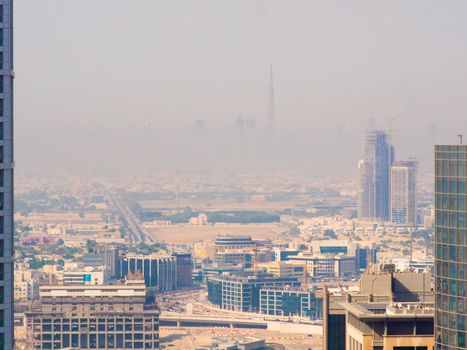Panorama of the area with skyscrapers in Dubai