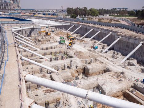 Construction of a subway station in Dubai