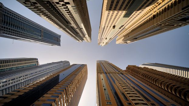 Residential skyscraper in Dubai on a sunny day. UAE