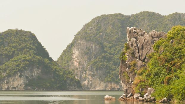 Mountain Ha Long Bay. North Vietnam. Shot in 4K - 3840x2160, 30fps