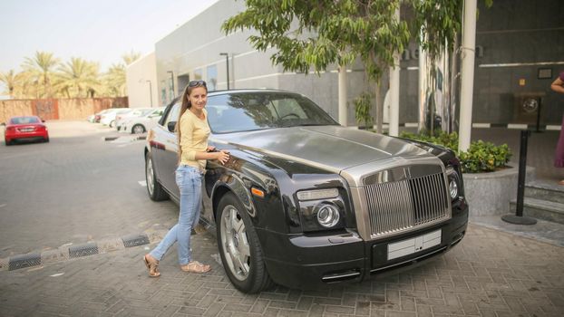 Black Rolls Royce on Dubai Street