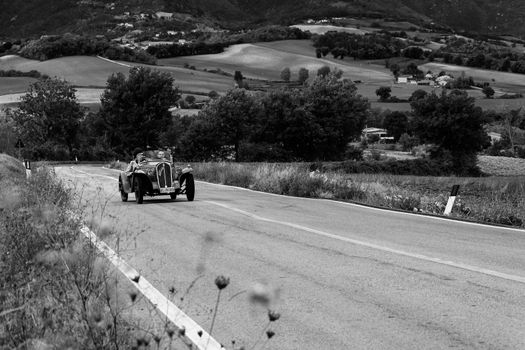 FIAT 508 S BALILLA SPORT COPPA ORO 1933 on an old racing car in rally Mille Miglia 2020 the famous italian historical race (1927-1957)