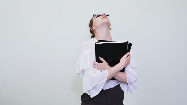 A schoolgirl in glasses depicts a successful girl with notes. A student depicts a reverie. The solution of the problem