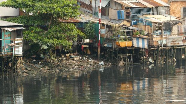 Views of the city's slums from the river