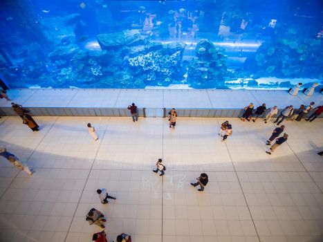 Aquarium in Dubai Mall - world's largest shopping mall, Downtown Burj Khalifa.