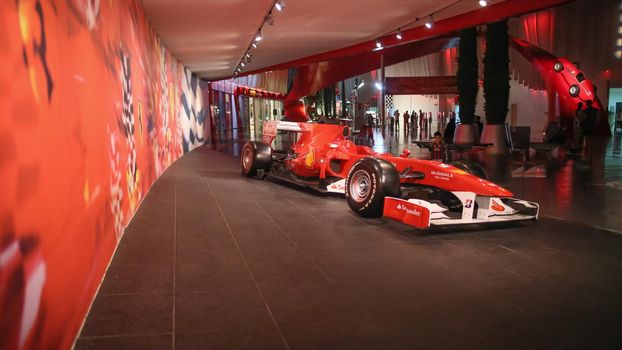 Ferrari World at Yas Island in Abu Dhabi. Legendary retro cars Ferrari.