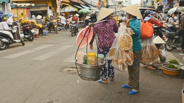 Street city with people Vietnam