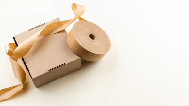 Biodegradable eco friendly paper sticky tape for cardboard box. Natural packing materials