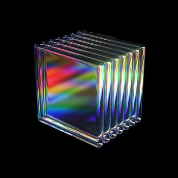 3d rendered abstract glass rectangles. Detailed reflection and dispersion