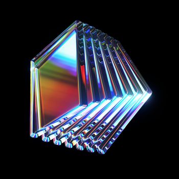 3d rendered abstract glass rectangles. Detailed reflection and dispersion