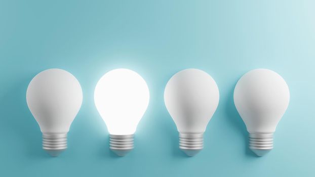 Light bulb on blue background 3D render