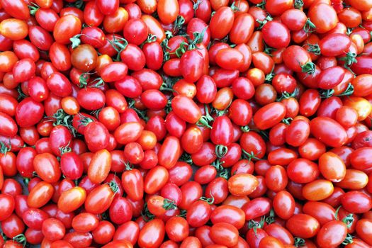 Fresh red cherry tomatoes as background or wallpaper