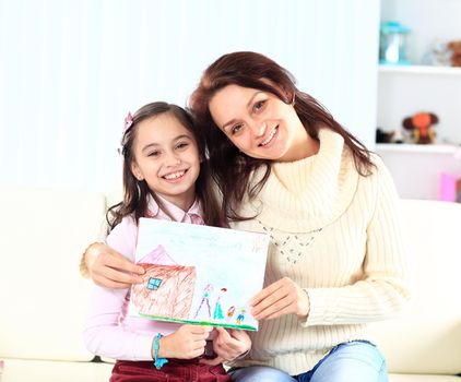 The mother and the daughter painted figure.