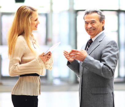 Business people using a digital tablet