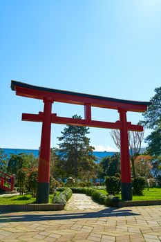 Decorative arch in Chinese style decoration in the park.