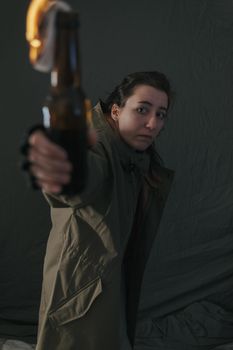 Ukrainian woman with molotov standing for her country