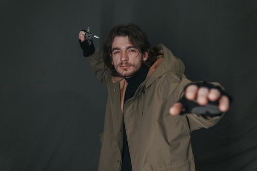 Ukrainian man with molotov ready to throw