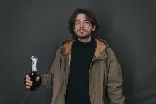 Ukrainian man with molotov ready to throw