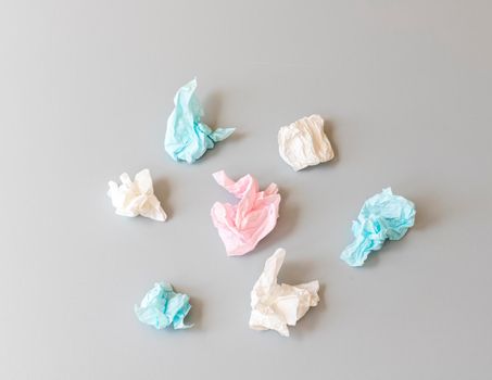 Tissue paper used laying on a table high angle view