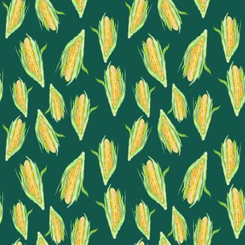Detailed botanical pattern of vegan vegetable in green leaves