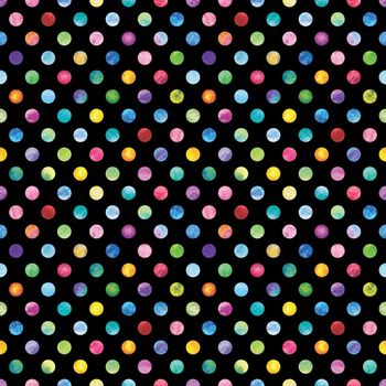 Seamless watercolor texture with colorful circles on black background