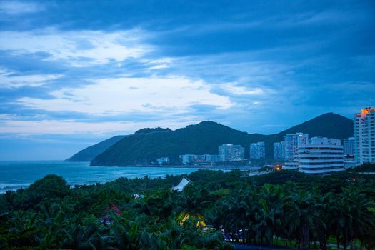Hainan island tropical dark evening view