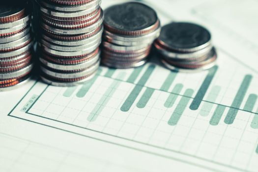 Pile of gold coins stack in finance treasury deposit bank account for saving . Concept of corporate business economy and financial growth by investment in valuable asset to gain cash revenue profit .