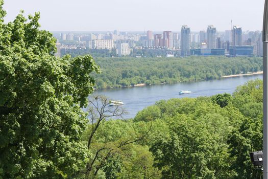 View of the Dnieper from the hills of the Kiev-Pechersk Lavra. High quality photo