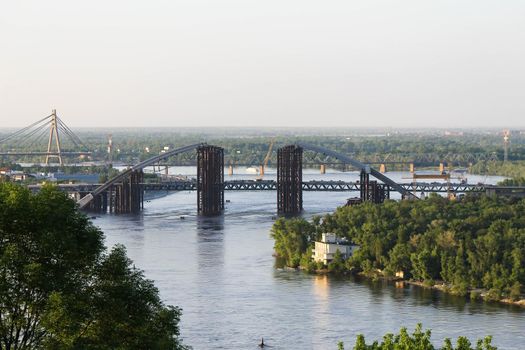 View of the Dnieper from the hills of the Kiev-Pechersk Lavra. High quality photo