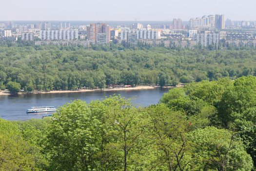 View of the Dnieper from the hills of the Kiev-Pechersk Lavra. High quality photo