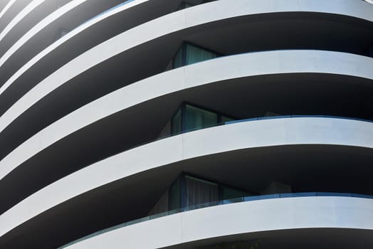 Abstract image of a modern building with rounded edges.